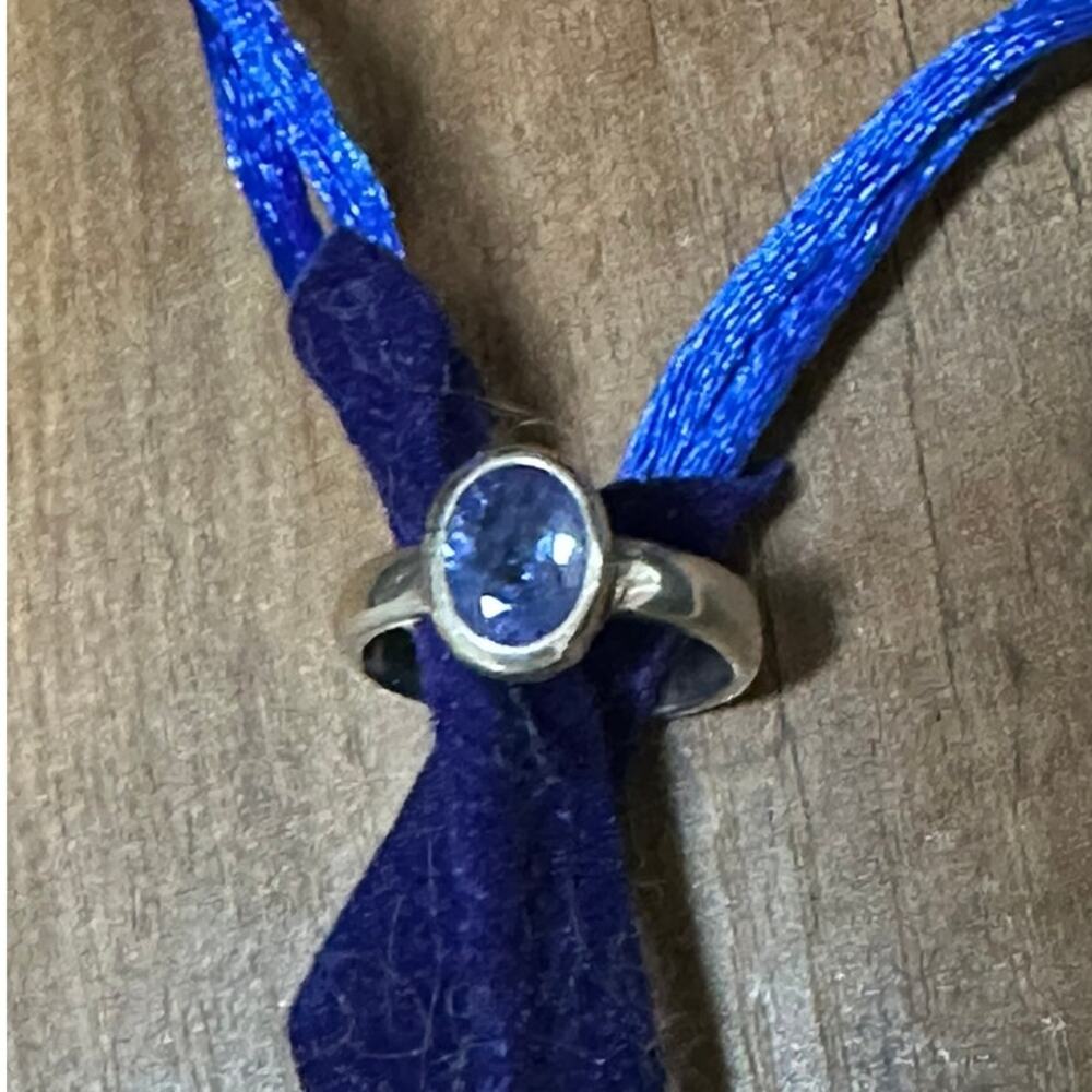 Sterling  Silver and Blue Gemstone Ring